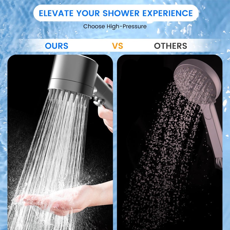 PWERAN Filtered Shower Head with Handheld  High Pressure Water Flow and Multiple Spray Modes Shower Head with Filter  Power Wash for Hard Water  Showerhead with ON/OFF Switch for Pets Bath - Image 2